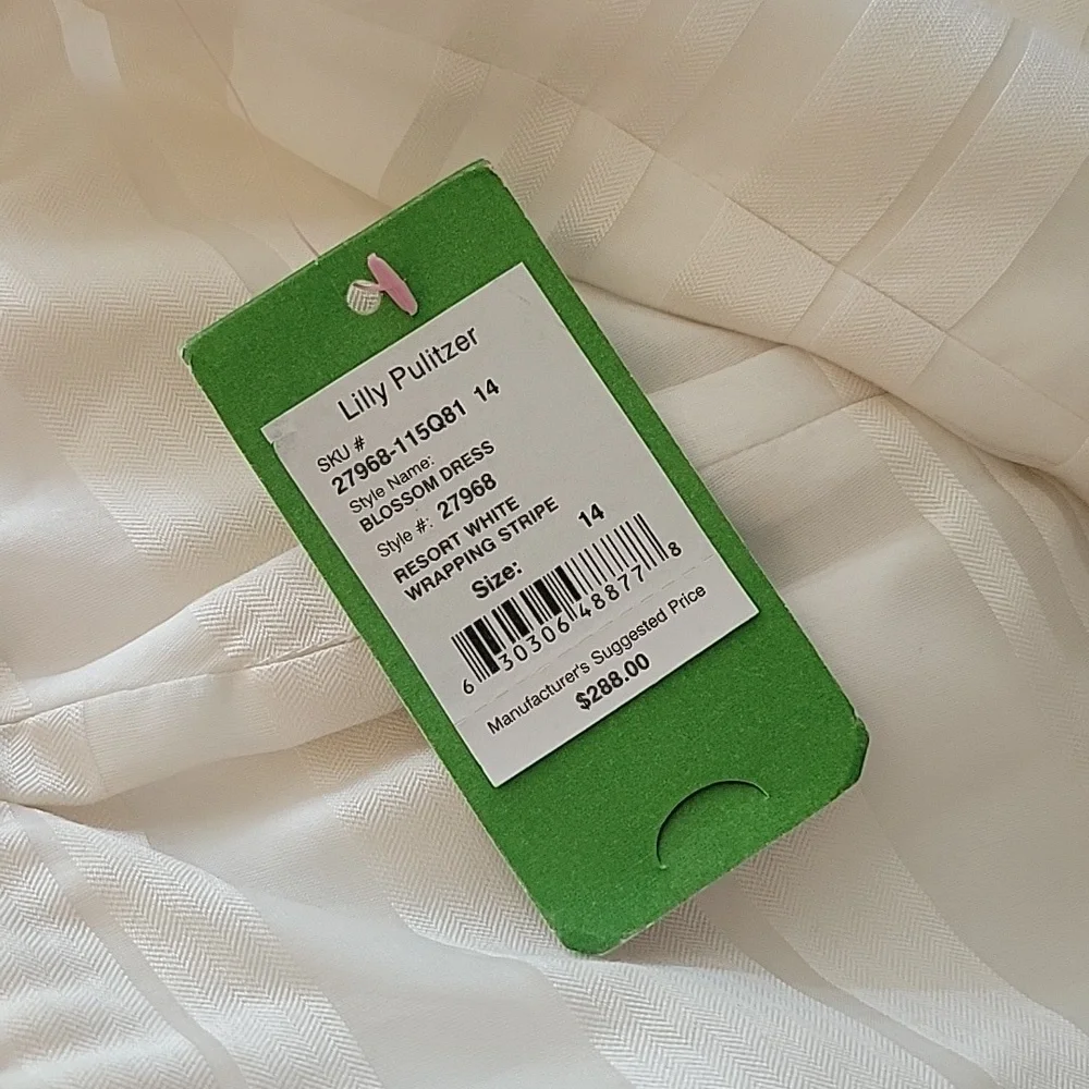 NWT Lilly Pulitzer Blossom Strapless Dress Resort White Wrapping Stripe Silk 14 - Picture 12 of 16